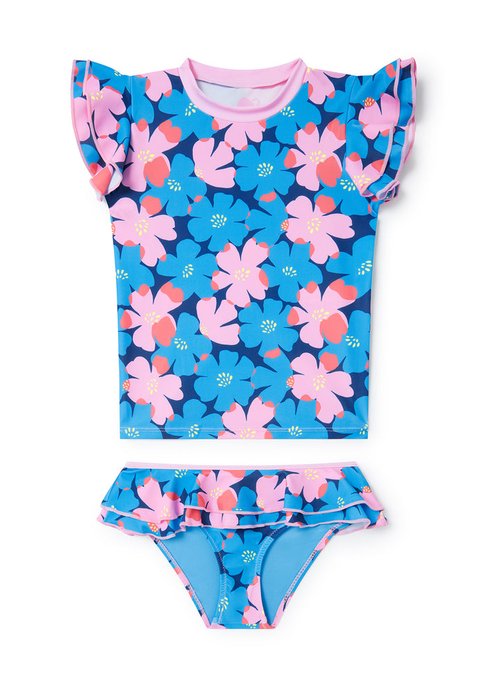 Sully Floral Little Girls Rashie Set