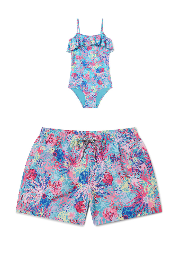 Coral Older Girls Swimsuit - Mother & Daughter Set
