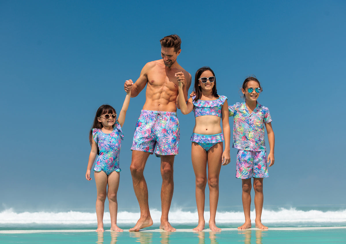 Swimwear Discount Dad And Son Matching Swim Trunks Coral Swim