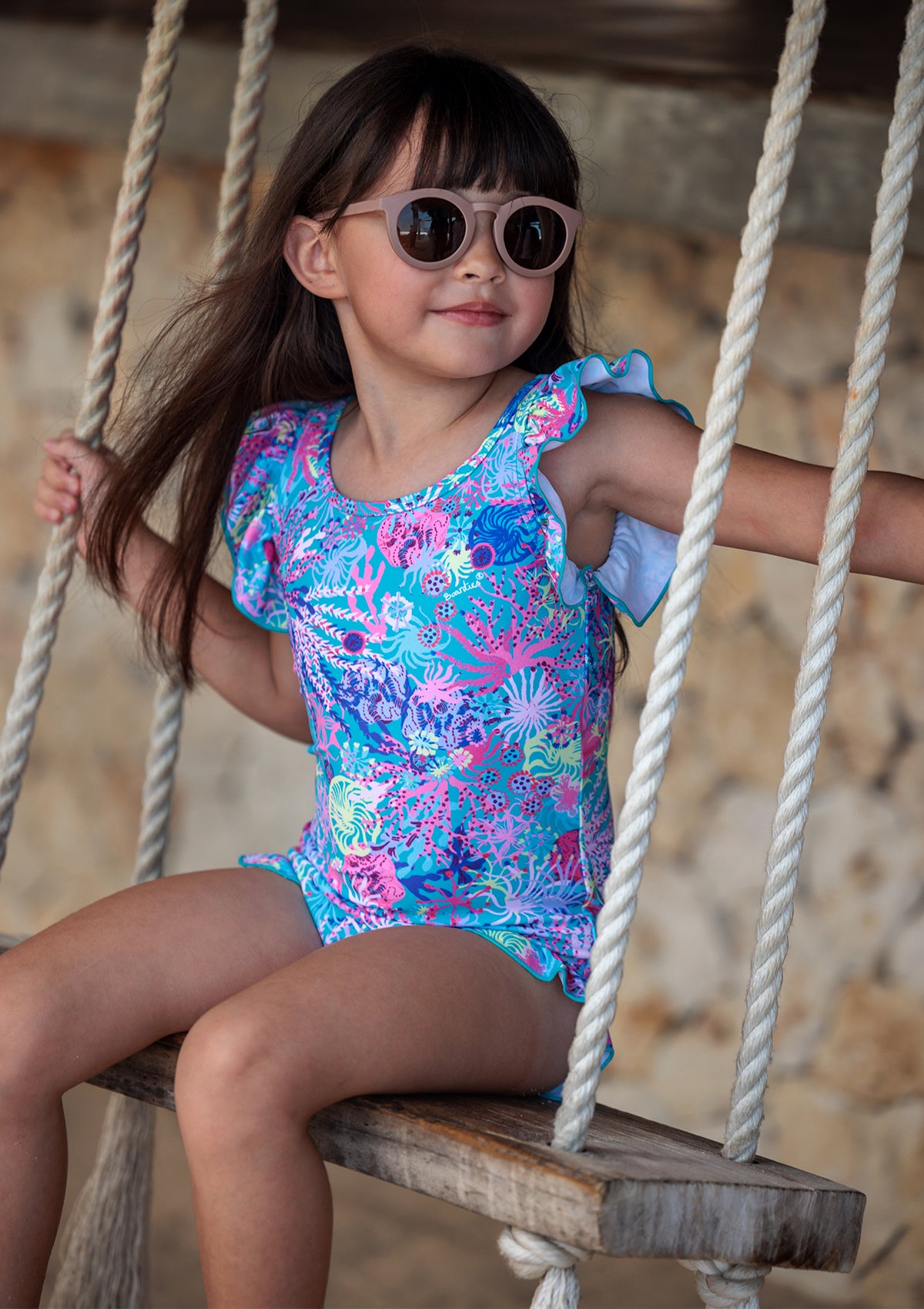 Coral Little Girls Swimsuit