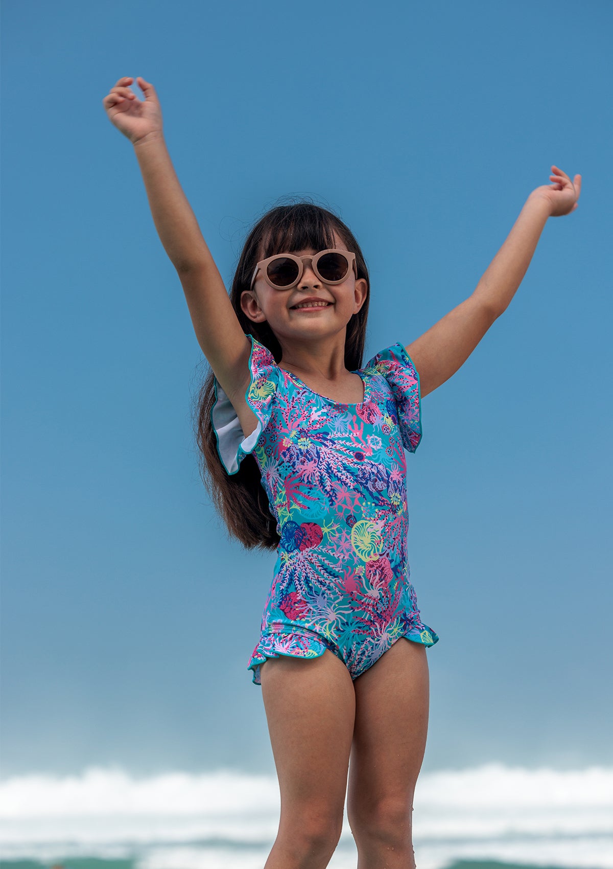 Coral Little Girls Swimsuit