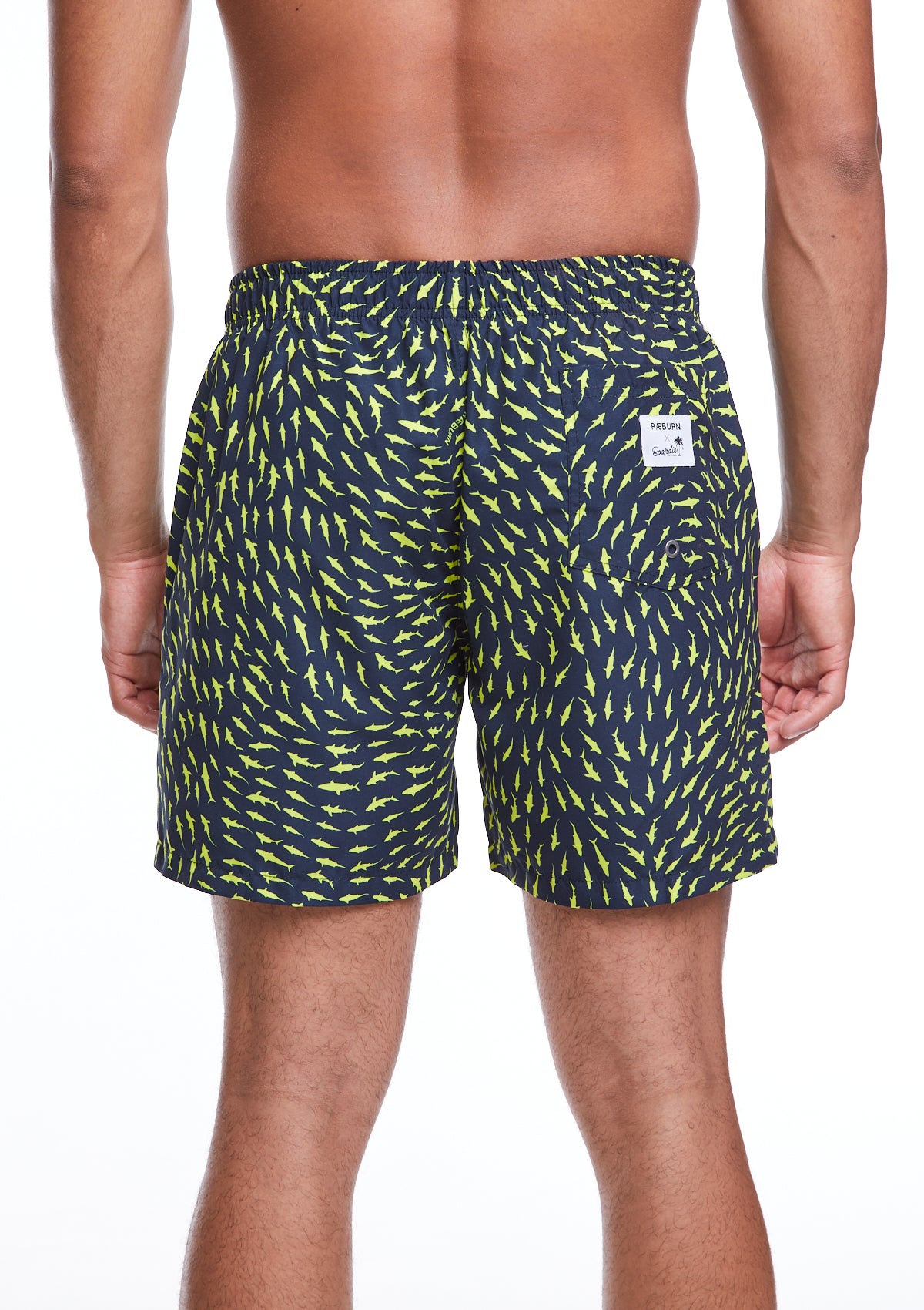 Boardies® X Raeburn Sharks Yellow Mid Shorts Back