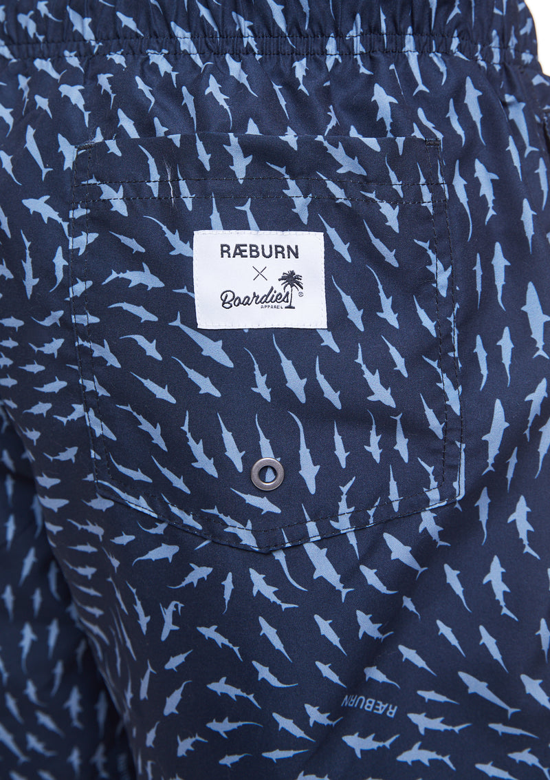 Boardies® X Raeburn Sharks Grey Shorts Pocket Detailing