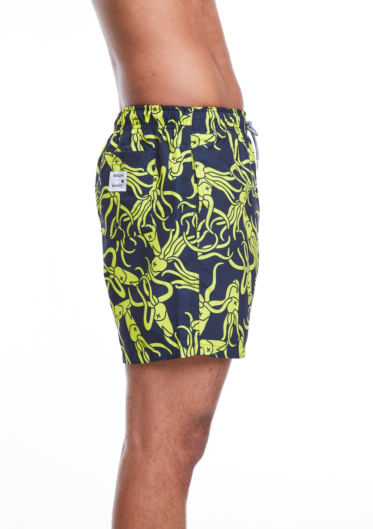 Boardies® X Raeburn Squid Yellow Mid Shorts Side