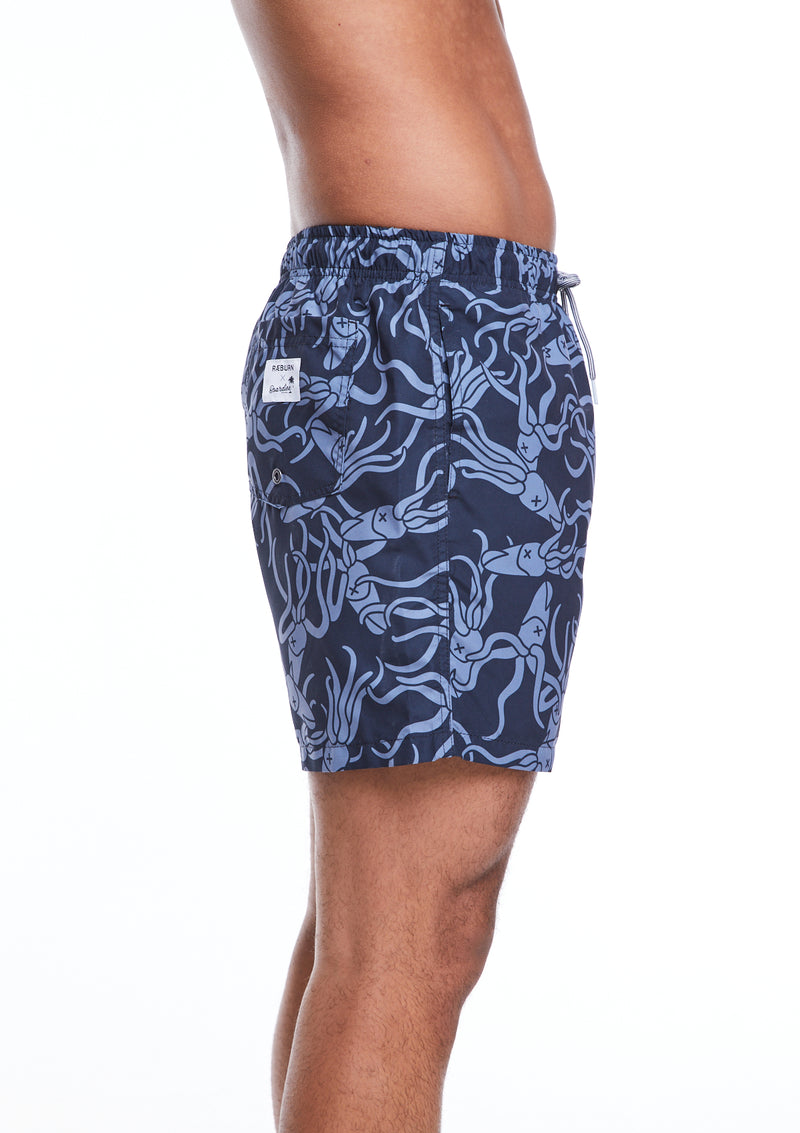 Boardies® X Raeburn Squid Grey Mid Shorts Side