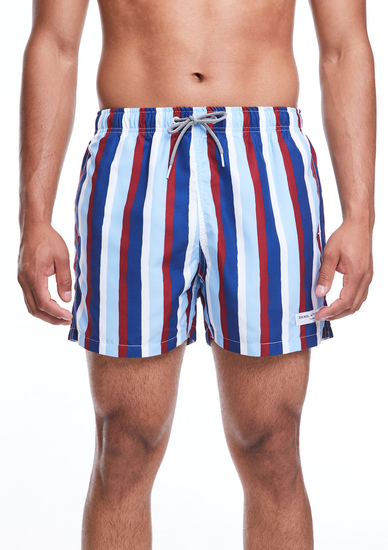 Boardies Daniel W. Fletcher Blue Stripe Mid Shorts Front