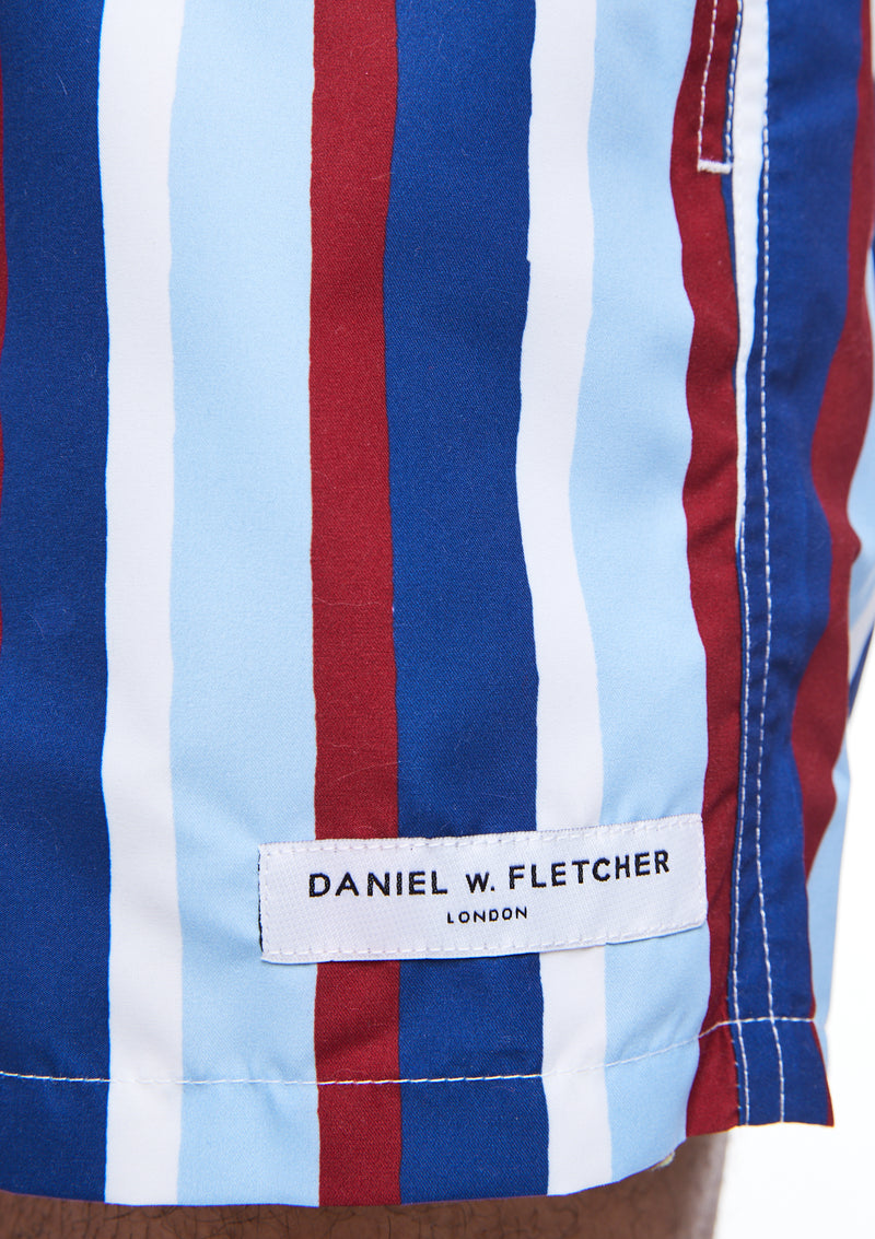 Boardies Daniel W. Fletcher Blue Stripe Logo Close Up