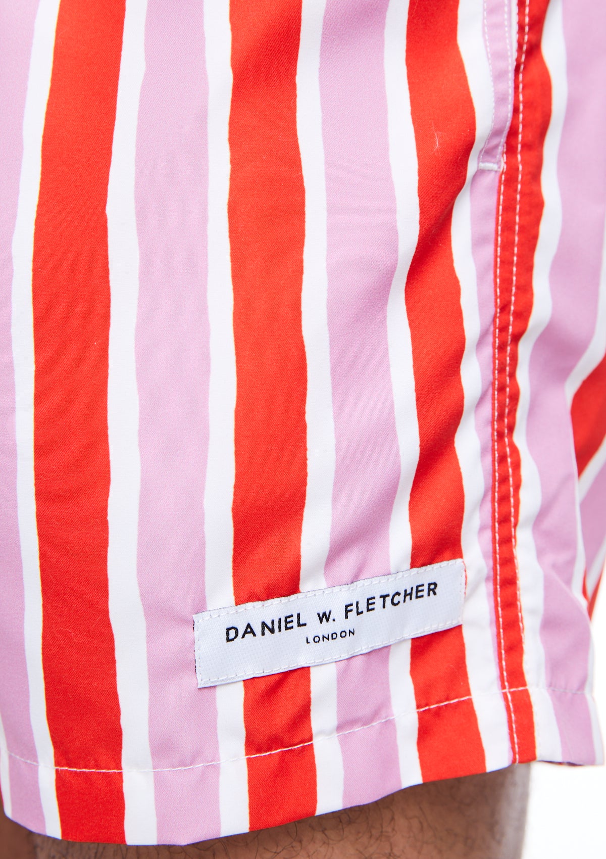 Boardies Daniel W. Fletcher Pink Stripe Logo Close Up