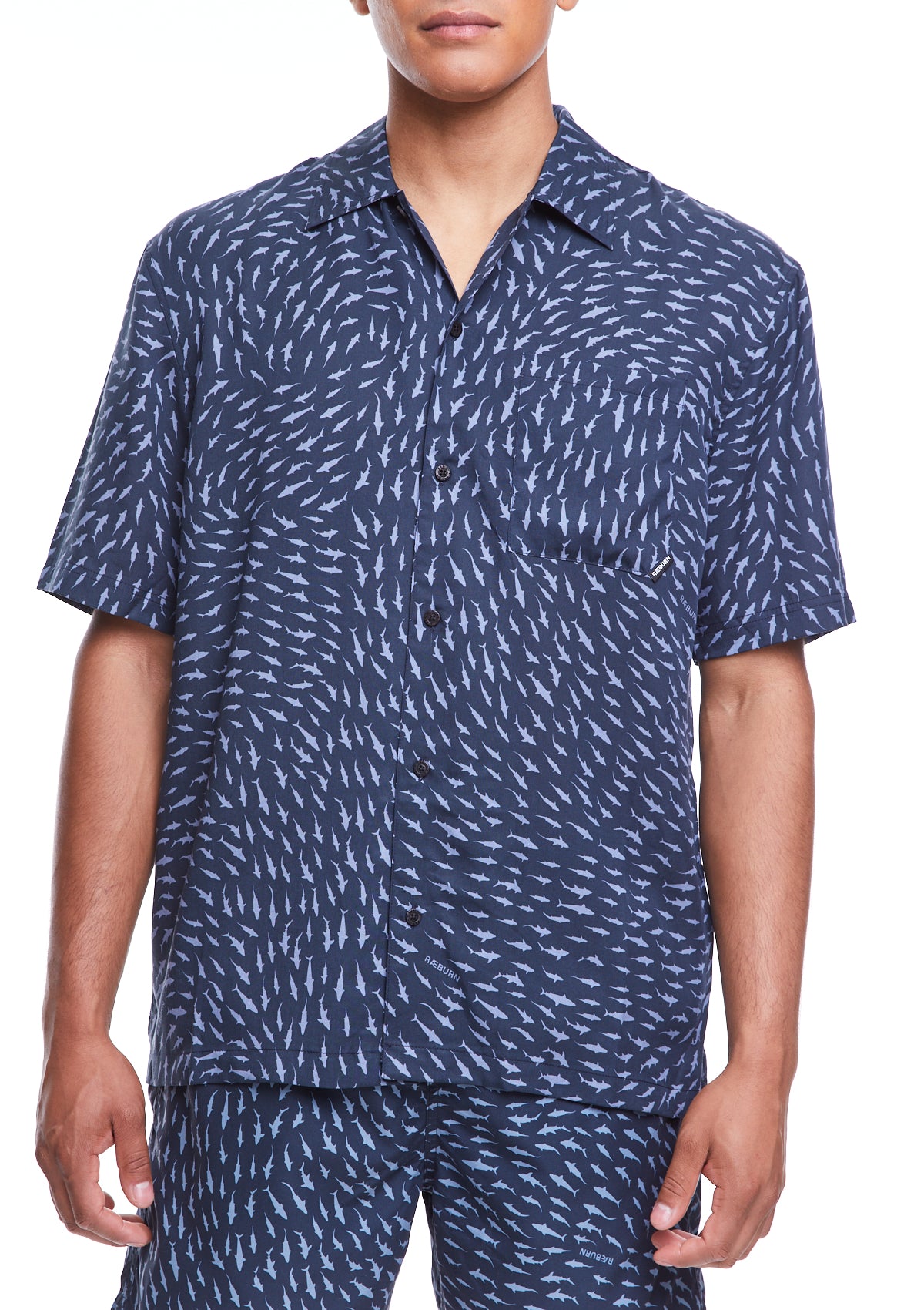 Boardies® X Raeburn Sharks Grey Short Sleeve Shirt Front
