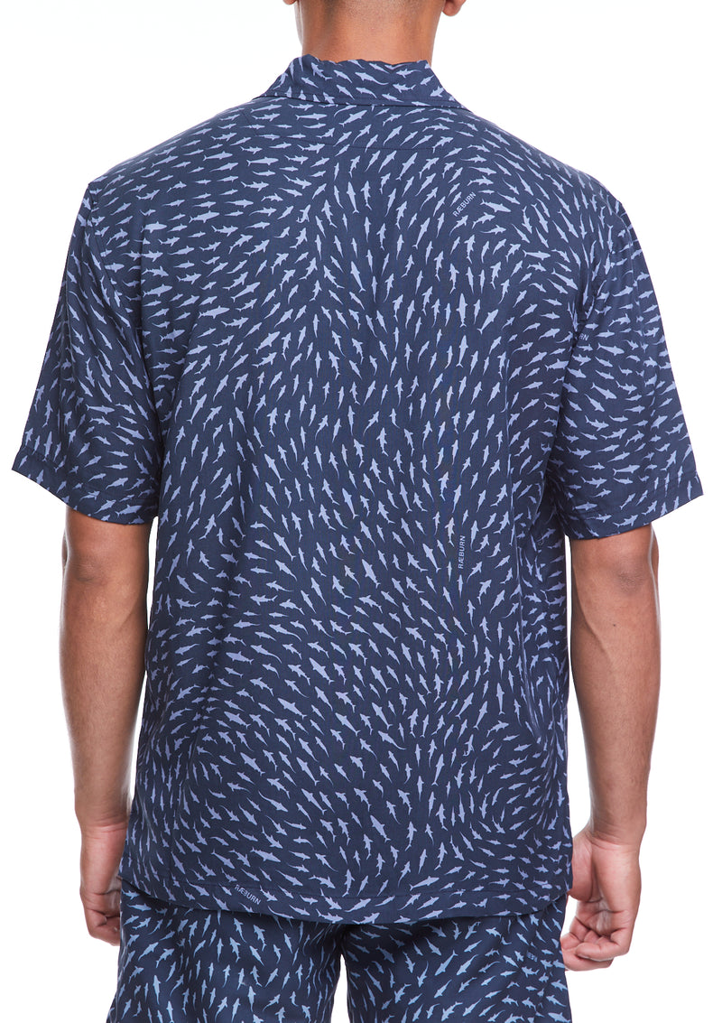 Boardies® X Raeburn Sharks Grey Short Sleeve Shirt Back