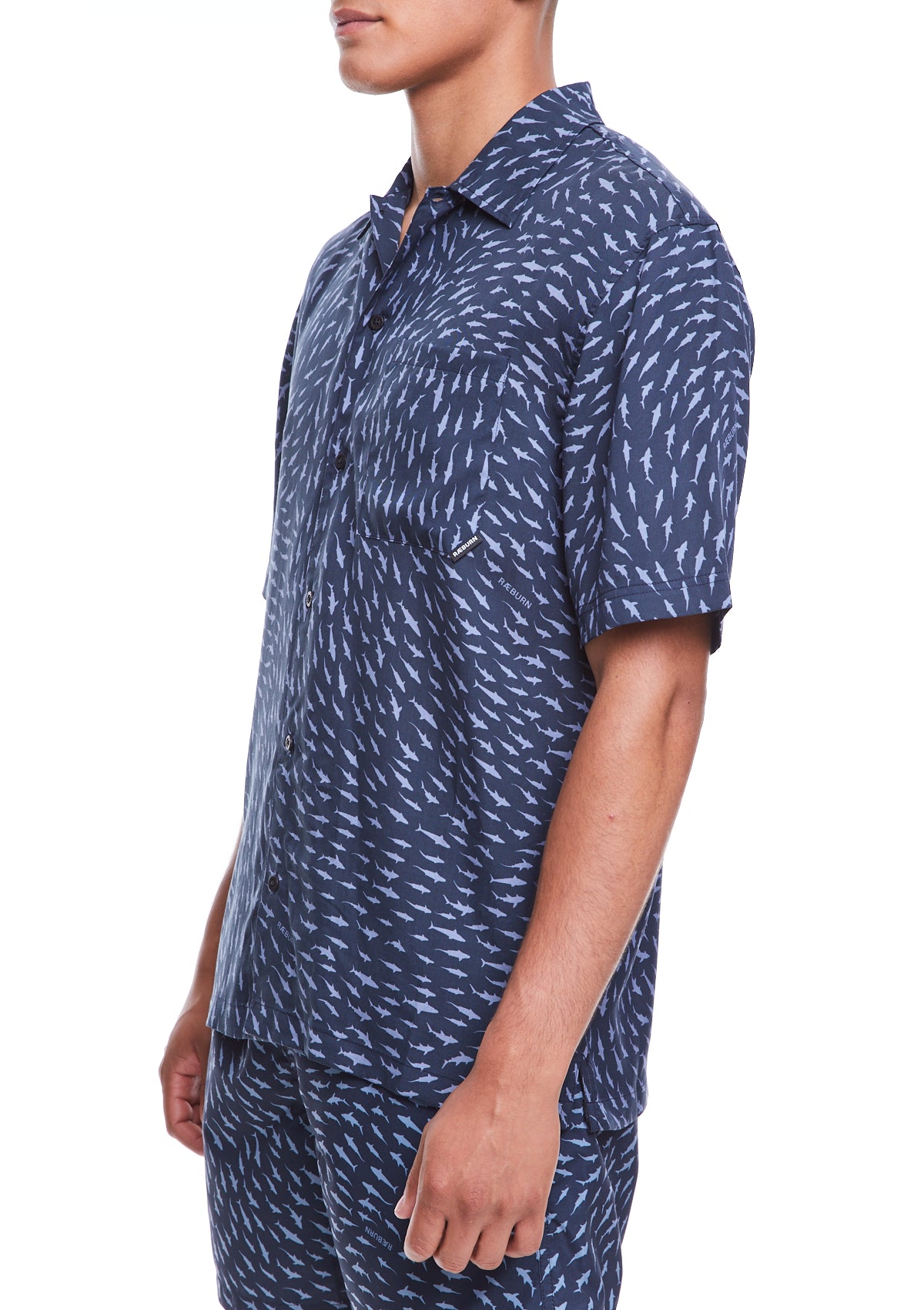 Boardies® X Raeburn Sharks Grey Short Sleeve Shirt Side