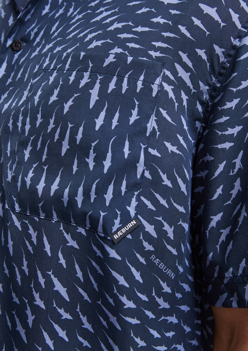 Boardies® X Raeburn Sharks Grey Shirt Pocket Detailing