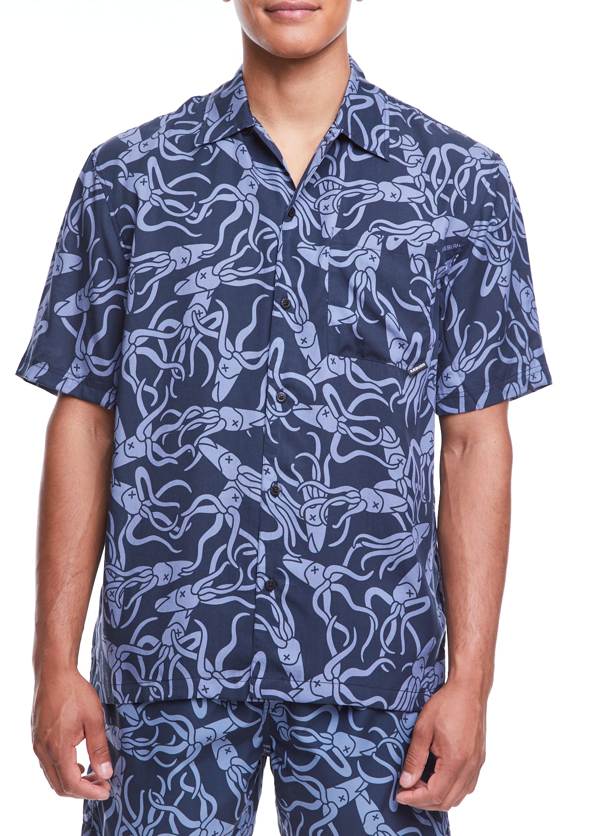 Boardies® X Raeburn Squid Grey Short Sleeve Shirt Front