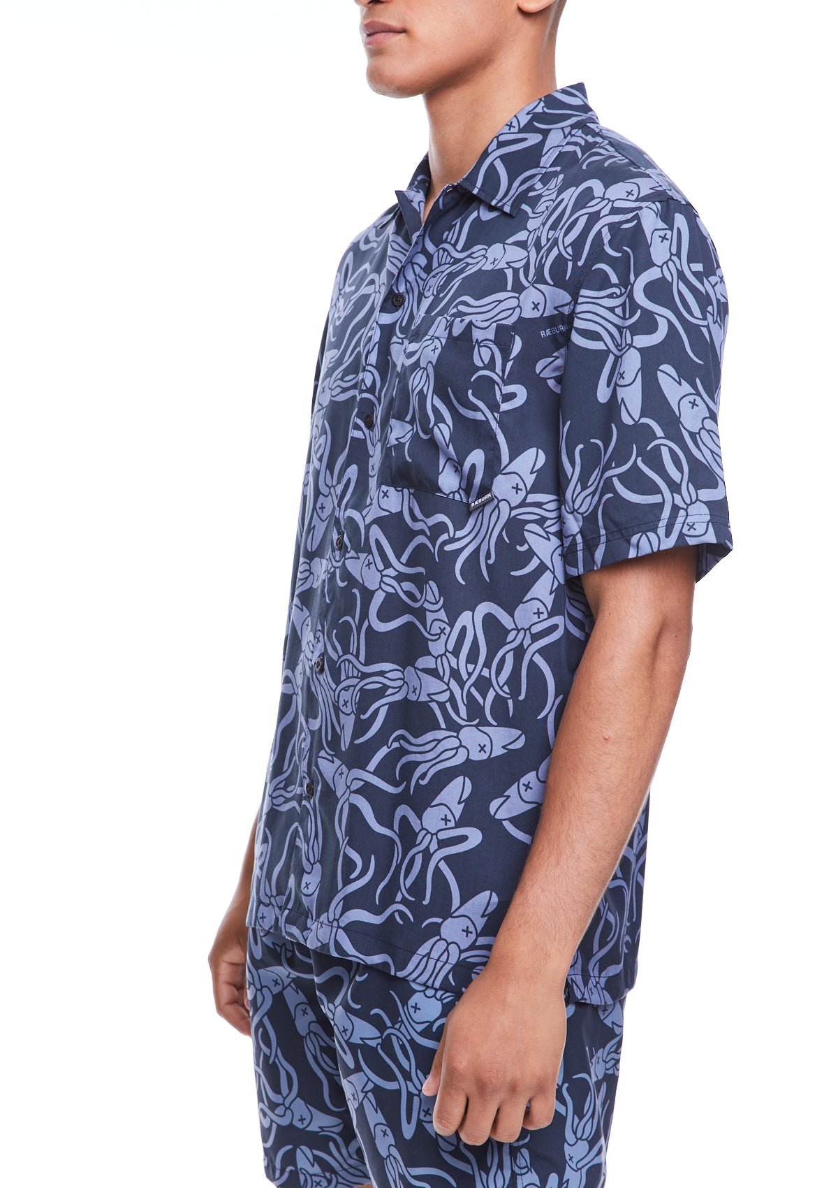Boardies® X Raeburn Squid Grey Short Sleeve Shirt Side