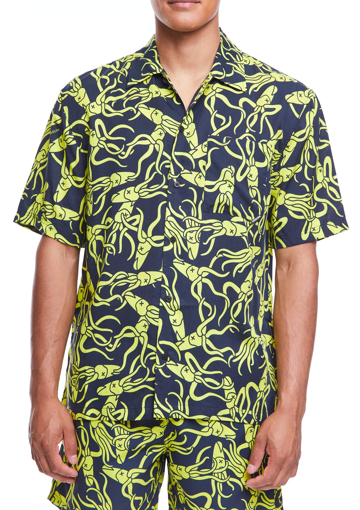 Boardies® X Raeburn Sharks Yellow Short Sleeve Shirt Front