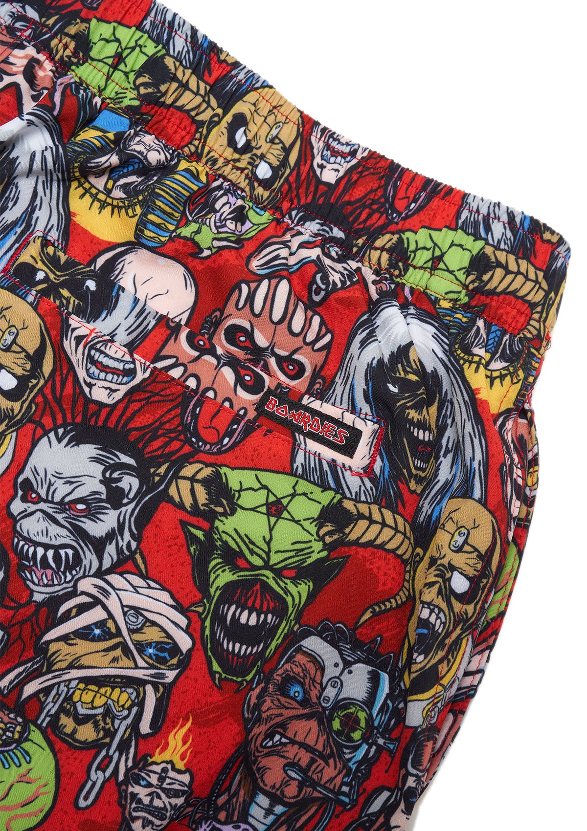Boardies® X Iron Maiden Ed Heads Shorts Detailing