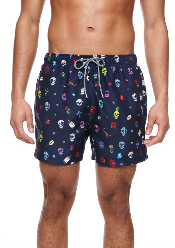 Boardies® Day of The Dead II Mid Length Swim Shorts