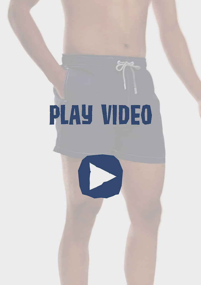 Boardies® SS22 Water Reactive Deep Navy Mid Length Swim Shorts - Try on Video