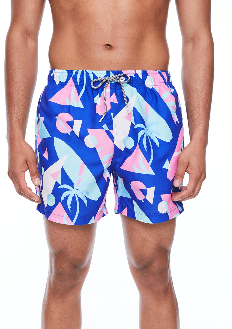 Boardies® Overlay Blue Mid Length Swim Shorts