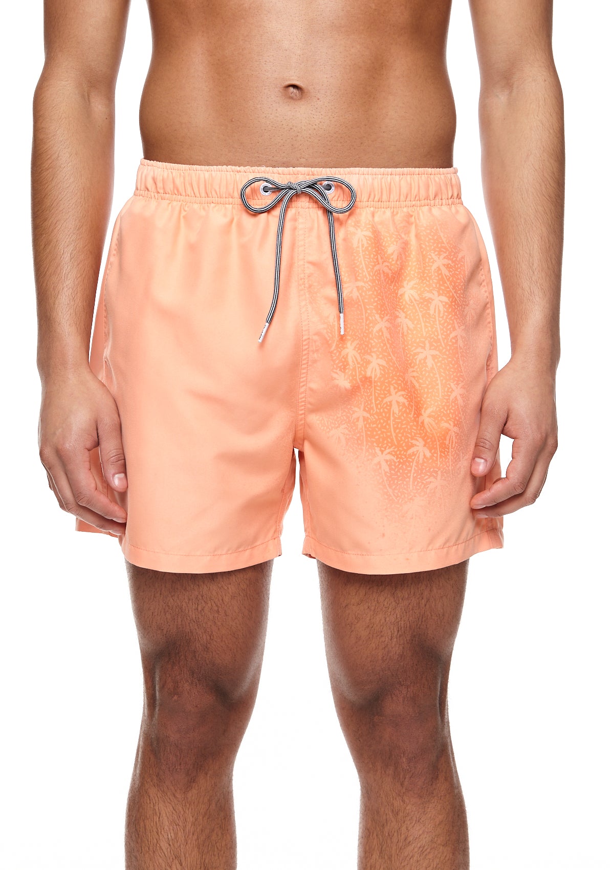 Boardies® Peach Water Reactive Mid Shorts Partly Reacted Palm Trees