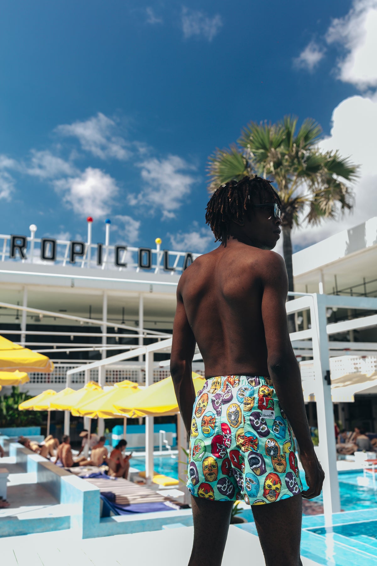 Boardies® Mexican Masks Mid Shorts Pool Back