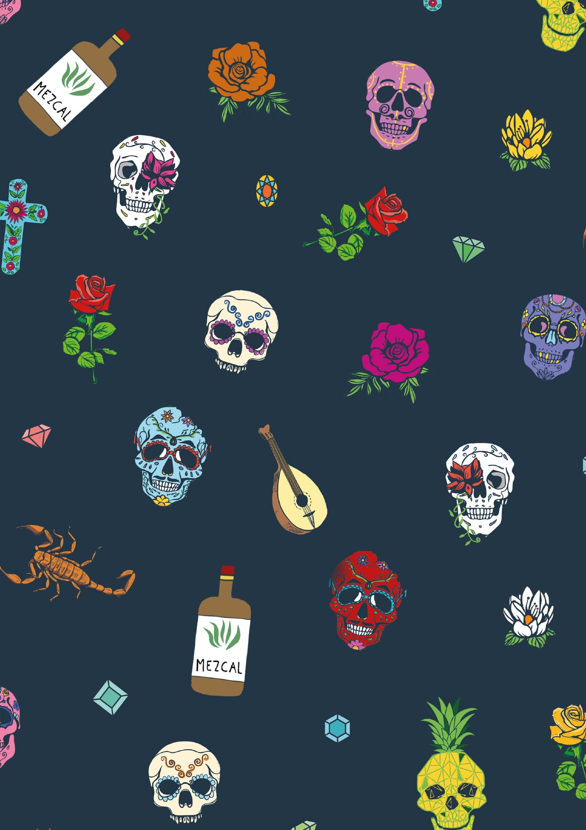 Boardies® Day of The Dead II Mid Length Swim Shorts