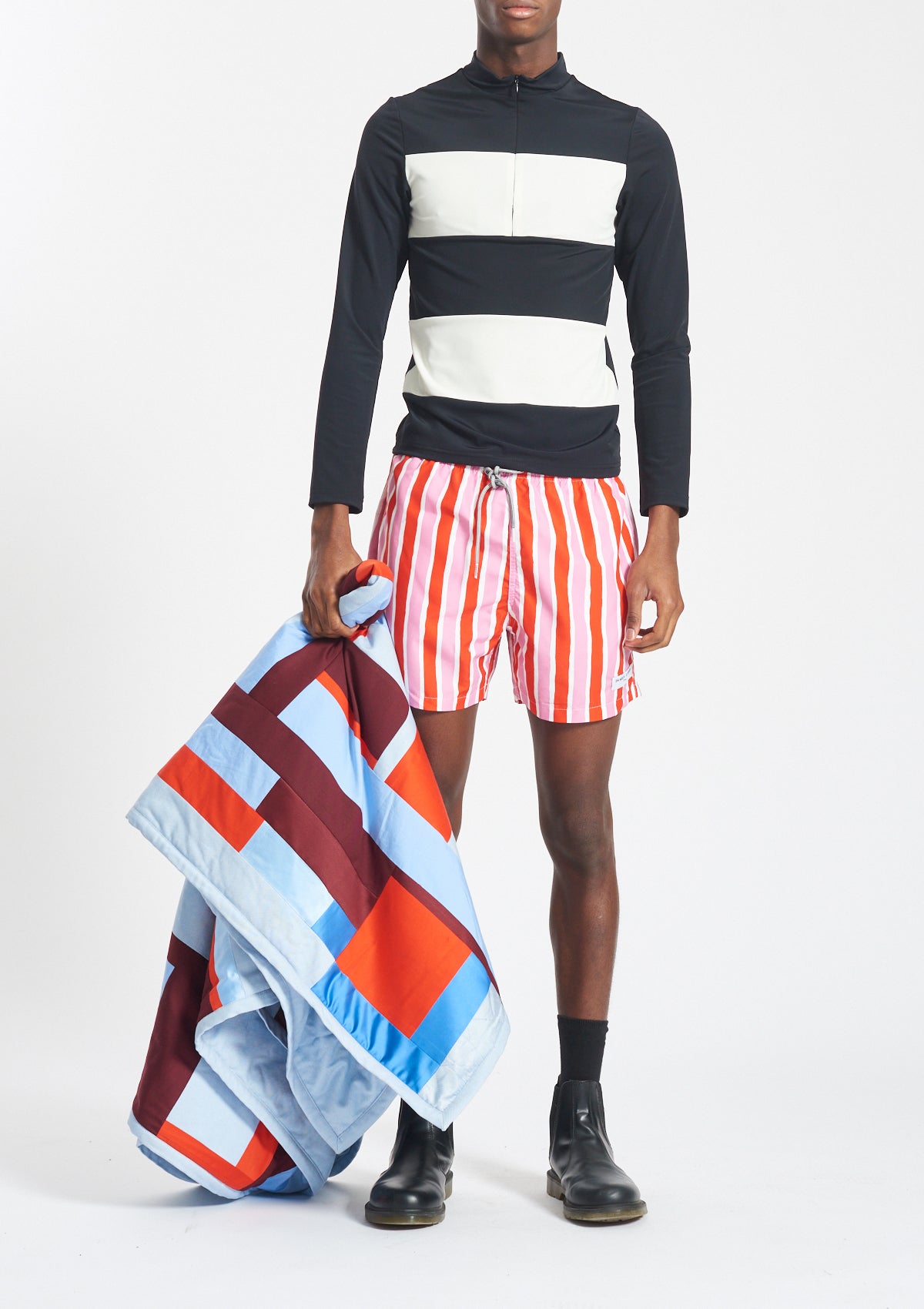 Boardies Daniel W. Fletcher Pink Stripe Model Styled Front