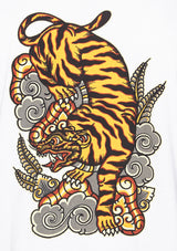 Boardies Bali Tiger Crew Neck T-Shirt Graphic Detail Close Up