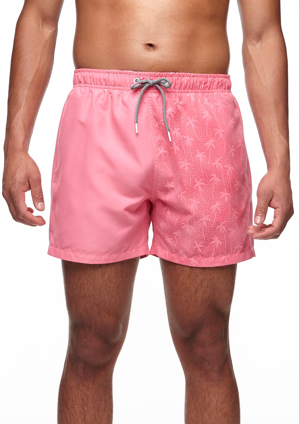 Boardies® Rose Pink Water Reactive Palm Trees Mid Shorts Front