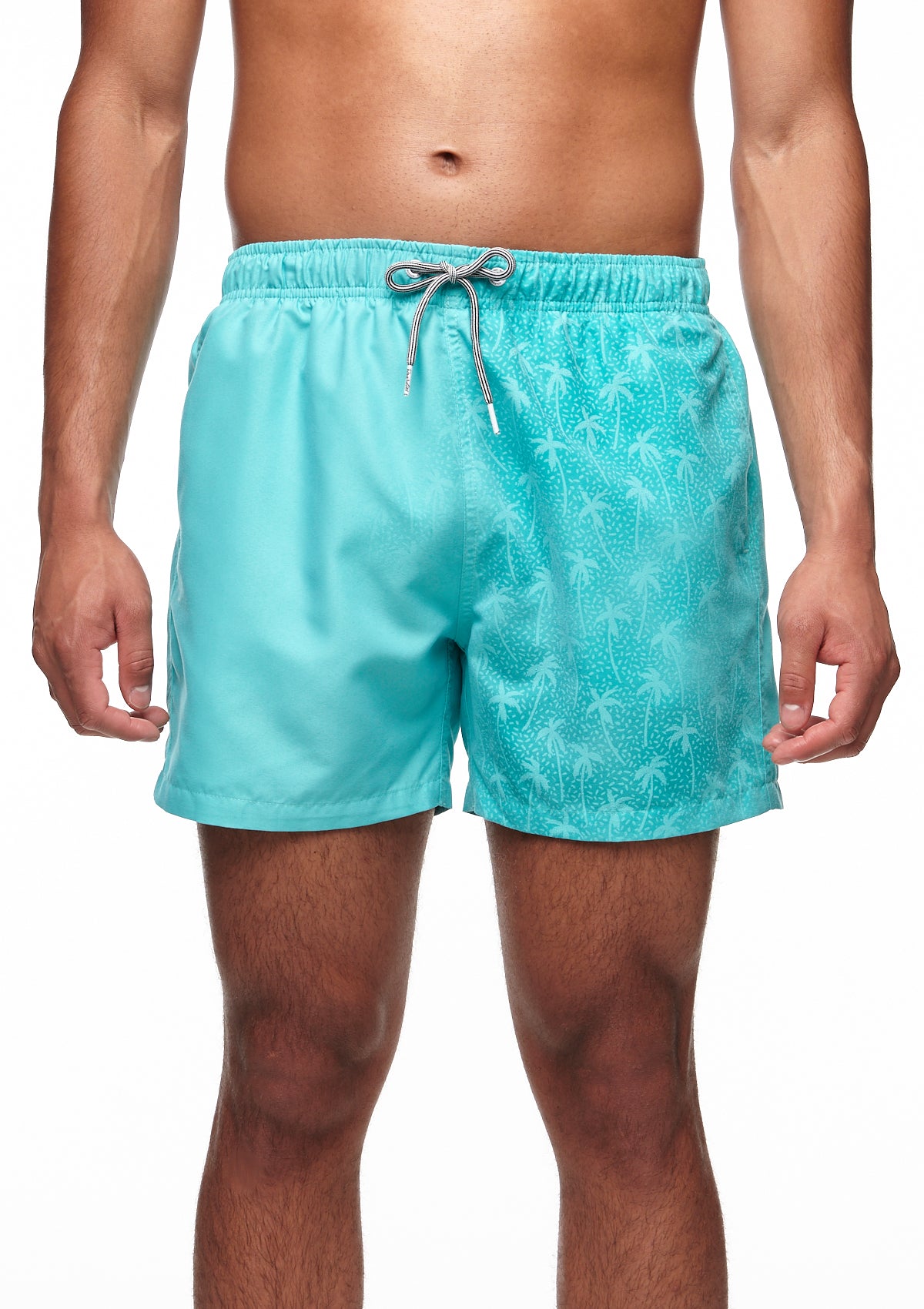 Boardies Ceramic Blue Water Reactive Mid Shorts Half Demonstration Front