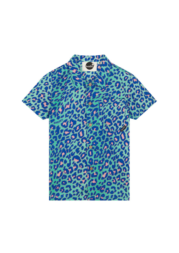 Boardies® Kids Lime Leopard Collar Shirt