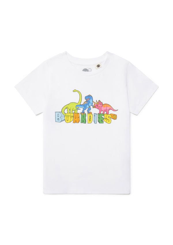 Kids White Vibrant Dino T-Shirt