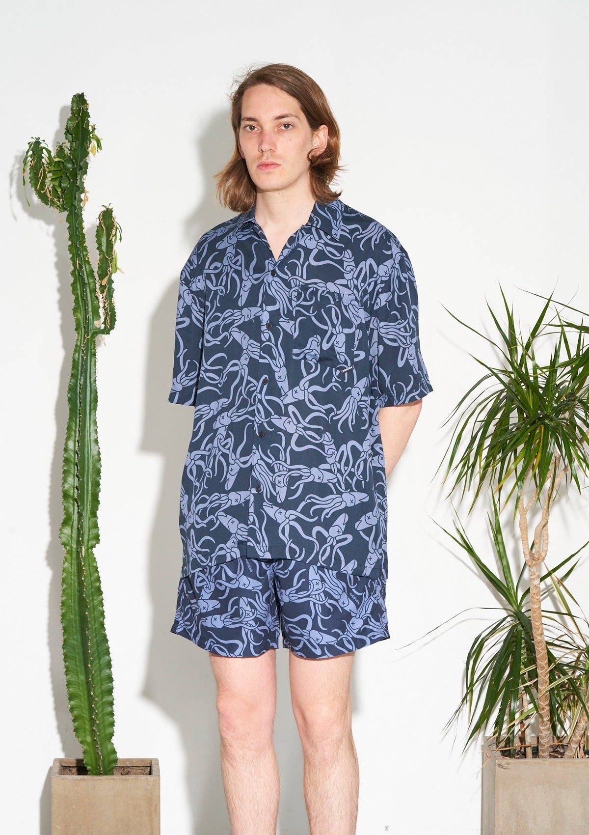 Boardies® X Raeburn Squid Grey Mid Shorts and Matching Short Sleeve Shirt
