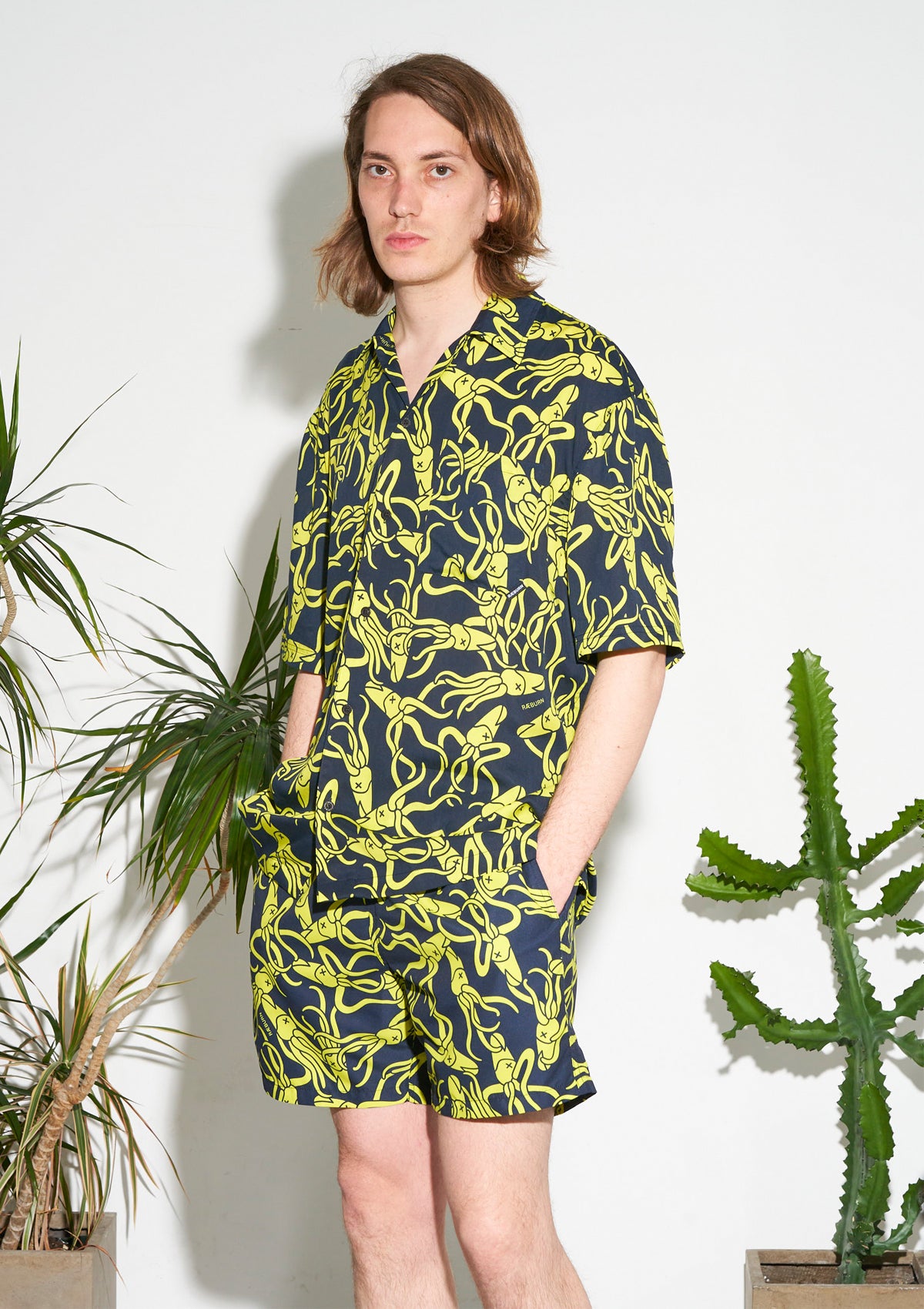 Boardies® X Raeburn Sharks Yellow Short Sleeve Shirt and Matching Mid Shorts