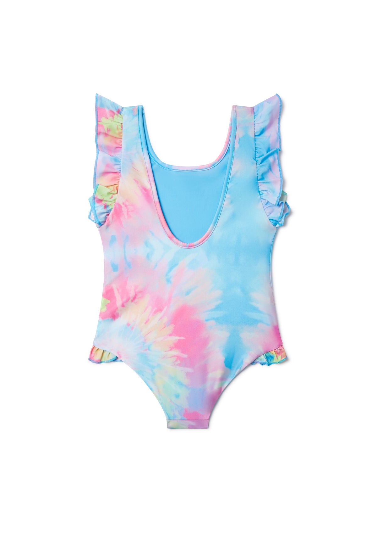 Spiral Tie Dye Ruffle Swimsuit
