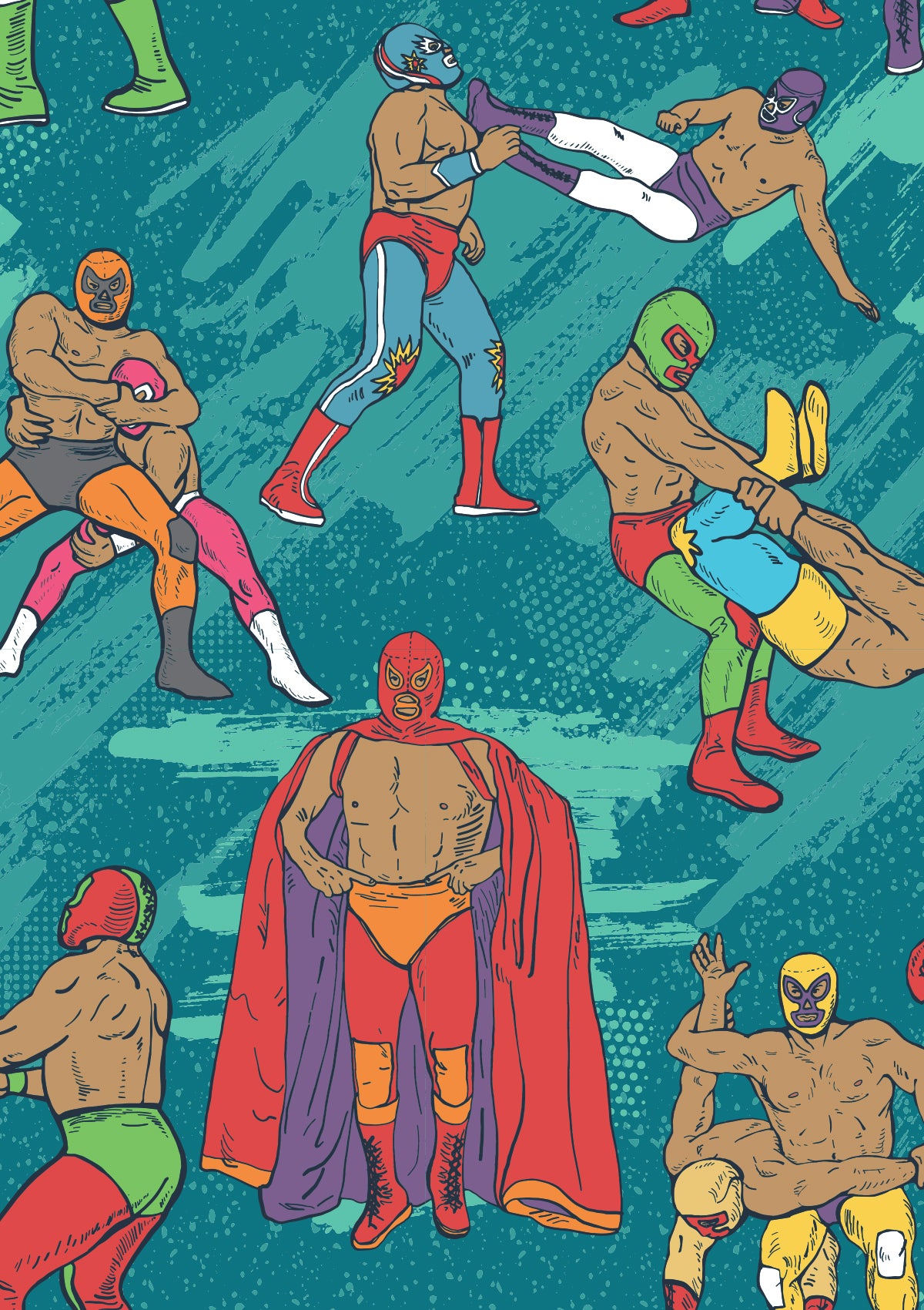 Boardies® Mexican Wrestlers Shorts Print Detail Close Up